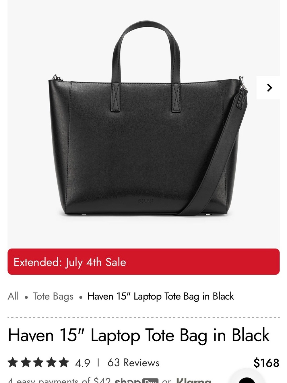 Calpak Black Haven Laptop Tote